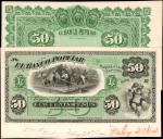 COLOMBIA. Banco Popular. 50 Pesos, 1882. P-S748P. Proofs.
