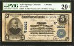 Idaho Springs, Colorado. $5 1902 Plain Back. Fr. 598. The First NB. Charter #2962. PMG Very Fine 20 