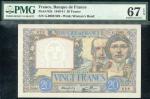 Banque de France, 20 Francs, 5.12.1941, serial number G.2080 828, blue on multicolour underprint, al