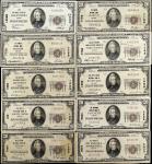 Lot of (10) Indiana Nationals. $20. 1929 Ty. 1. Fr. 1802-1. Fine to Very Fine.