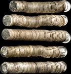 Lot of (5) Rolls of 1950s Roosevelt Dimes. Mint State (Uncertified).