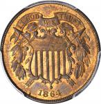 1864 Two-Cent Piece. Large Motto. MS-64 RB (PCGS).