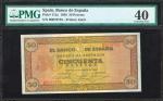 SPAIN. El Banco de Espana. 50 Pesetas, 1938. P-112a. PMG Extremely Fine 40.