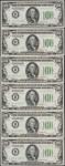 Lot of (6). Fr. 2153-Bm. 1934A $100  Federal Reserve Notes. New York. Choice Uncirculated. Consecuti