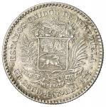 World Coins - The Americas，VENEZUELA: AR 50 centavos, 1893, Y-21, AU.