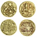 South India, Vijayanagara Empire, Devaraya I / II (1406-46), gold Pagoda, 3.41g, Siva and Parvati se