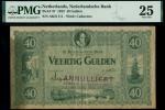 De Nederlandsche Bank, 40 gulden, 13 February 1923, serial number AK 21111, green on tan underprint,