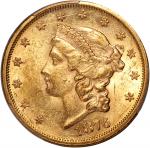 1876-S美国20元金币，重33.4g含.900金，总含金量30.1克（0.97盎司），PCGS MS61，#42376212