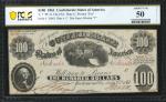 T-7. Confederate Currency. 1861 $100. PCGS Banknote About Uncirculated 50 Details. Minor Mounting Re