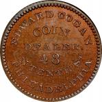 Pennsylvania--Philadelphia. 1860 Edward Cogan. Miller-Pa 90. Copper. Reeded Edge. MS-64 RB (NGC).
