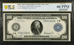 Fr. 1091. 1914 $100 Federal Reserve Note. New York. PCGS Banknote Gem Uncirculated 66 PPQ.