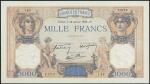 Banque de France, 1000 francs, 28 November 1940, serial number G.485 594, multicoloured, women with 