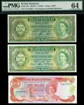 A group of Queen Elizabeth II Caribbean notes, including British Honduras, $1 (2), 1964, 1972, also 