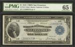 Fr. 746. 1918 $1 Federal Reserve Bank Note. San Francisco. PMG Gem Uncirculated 65 EPQ.
