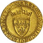FRANCE. Ecu dOr, ND (5th emission, 2 November 1411). Paris Mint. Charles VI (1380-1422). PCGS MS-64 