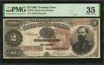 Fr. 353. 1890 $2 Treasury Note. PMG Choice Very Fine 35.