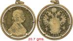Austria; gold coin pendant date 1915. Restrike gold coin 4 Ducat, KM#2276, weight 13.9636 gms, 0.986