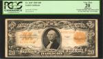 Fr. 1187. 1922 $20  Gold Certificate. PCGS Currency Very Fine 20 Apparent. Foreign Substance and Sta
