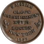 New York--New York. 1837 Smiths Clock Establishment. HT-315, Low-136, W-NY-940-25a. Rarity-1. Copper