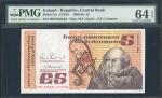 1988年爱尔兰中央银行5镑，幸运号HDF222222，PMG 64EPQ。Central Bank of Ireland, 5 pounds. 1988, solid number HDF22222