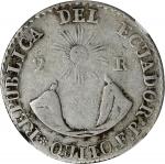 ECUADOR. 2 Reales, 1837-QUITO FP. Quito Mint. NGC FINE-15.