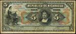 NICARAGUA. Republica De Nicaragua. 5 Pesos, 1910. P-45. Fine.