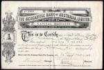 Australia: Mercantile Bank of Australia Limited, £5 shares, 18[88], #1880, scrollworl at left, atrac