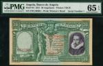 Banco de Angola, 50 angolares, 1 March 1951, red serial number 87EU 00001, green and orange, arms an