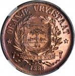 SOUTH AFRICA. Orange Free State. Pattern Penny Struck in Bronze, 1888. NGC PROOF-66 RB.