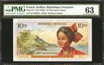 FRENCH ANTILLES. Republique Francaise. 10 Nouveaux Francs, ND (1963). P-5a. PMG Choice Uncirculated 
