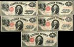Lot of (5). Fr. 39 & 39m. 1917 $1  Legal Tender Notes. Very Fine.