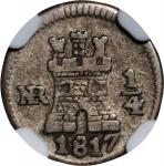COLOMBIA. 1/4 Real, 1817-NR. Santa Fe de Nuevo Reino (Bogota) Mint. Ferdinand VII. NGC VF-35.
