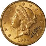 1904-S Liberty Head Double Eagle. AU Details--Added Ink (PCGS).