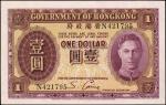 HONG KONG. Government of Hong Kong. 1 Dollar, ND (1936). P-312a. About Uncirculated.