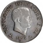 ITALY. Kingdom of Napoleon. 5 Lire, 1809-B. Bologna Mint. Napoleon I. PCGS EF-45.