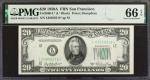Fr. 2060-L*. 1950A $20  Federal Reserve Star Note. San Francisco. PMG Gem Uncirculated 66 EPQ.