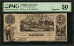 Zilwaukee, Michigan. Bank of Zilwaukee. 1840s-50s. $2. PMG Very Fine 30. Remainder.