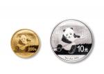 2014年熊猫普制1/2盎司金币、1盎司银币各一枚