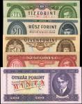 HUNGARY. Magyar Nemzeti Bank. 10 to 500 Forint, 1962-69. P-168d, 169c, 170a, 171c, & 172s. Very Fine