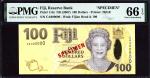 x Reserve Bank of Fiji, specimen 100 dollars, ND (2007), (Pick 114s, TBB B525as), in PMG holder 66 E