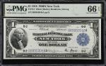 Fr. 713. 1918 $1 Federal Reserve Bank Note. New York. PMG Gem Uncirculated 66 EPQ.