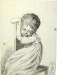 Augustin Dupre. Sketch of a child (Narcisse Dupre). Undated (ca. 1790s). Pencil on colored pale blue