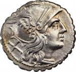 ROMAN REPUBLIC. Anonymous. AR Denarius Serratus (4.03 gms), Uncertain Mint in Sicily, 209-208 B.C. E
