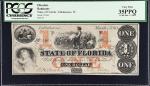 Tallahassee, Florida. State of Florida. 1863  $1. PCGS Currency Very Fine 35 PPQ.