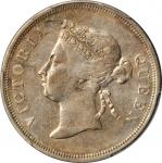 1886年海峡殖民地半圆银币。STRAITS SETTLEMENTS. 50 Cents, 1886. Victoria. PCGS EF-45 Gold Shield.