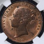 GREAT BRITAIN Victoria ヴィクトリア(1837~1901) Penny 1854 NGC-MS62RB AU