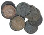 1863-1890年沙劳越1仙铜币10枚一组，品相不一，均VF品相