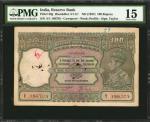 1937年印度储备银行100卢比。INDIA. Reserve Bank of India. 100 Rupees, ND (1937). P-20g. PMG Choice Fine 15.