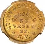 New York--New York. 1863 Story & Southworth. Fuld-630BV-19b. Rarity-8. Brass. Plain Edge. MS-65 (NGC