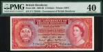 Government of British Honduras, $5, 1 April 1964, serial number F/1 759108, red on multicolour, Quee